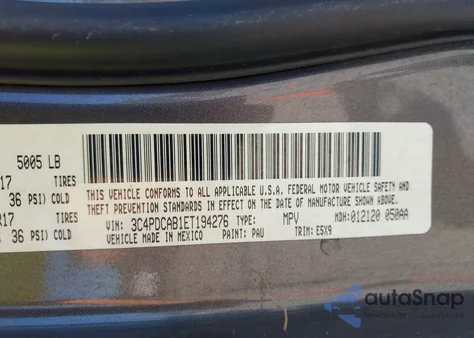 2014 Dodge Journey American Value Pkg from USA, damaged, VIN 3C4PDCAB1ET194276